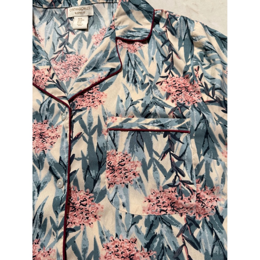 Cynthia Rowley Women's Floral Tropical Pajama Set M Short Sleeve Top Large Pants - Picture 3 of 15